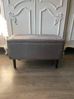 Hocker opberger velvet grijs, Huis en Inrichting, Banken | Voetenbanken en Poefen, Ophalen, Minder dan 50 cm, 75 tot 100 cm, Zo goed als nieuw