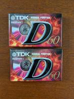2x TDK D-60EB Normal Position IEC I/Type I (sealed), Cd's en Dvd's, Cassettebandjes, 2 t/m 25 bandjes, Ophalen of Verzenden, Onbespeeld