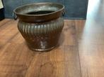 Koperen pot met ijzeren ringen, Ophalen of Verzenden