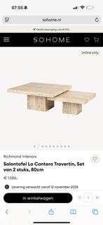 Salon tafels Richmond Travertine nieuw!!, Huis en Inrichting, Tafels | Salontafels, Ophalen, 50 tot 100 cm, Rond, Nieuw