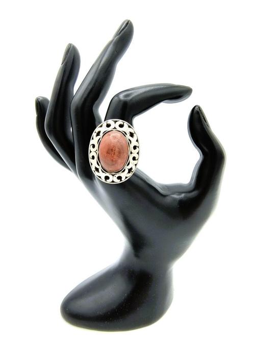 Zilveren ring met agaat of zonnesteen, 800, 19,5 mm, Sieraden, Tassen en Uiterlijk, Ringen, Gebruikt, Dame, 19 tot 20, Zilver