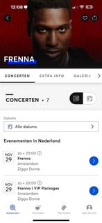 Frenna 29 nov ziggo dome 4 staanplaatsen., Tickets en Kaartjes, Drie personen of meer, November