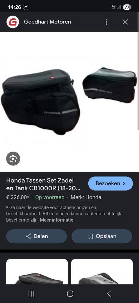 Honda CB1000R SC80 originele bagageset., Motoren, Accessoires | Koffers en Tassen, Nieuw, Ophalen of Verzenden