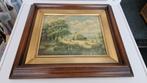 oud schilderij hooien op het land gesigneerd, Antiek en Kunst, Kunst | Schilderijen | Klassiek, Ophalen of Verzenden