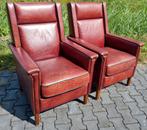 2x fauteuil Klassiek bruin leer + BEZORGING GRATIS, Gebruikt, ., Klassiek, Ophalen of Verzenden