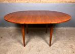 Mid century rond ovaal eettafel uitschuifbaar vintage, Gebruikt, G, 100 tot 150 cm, H