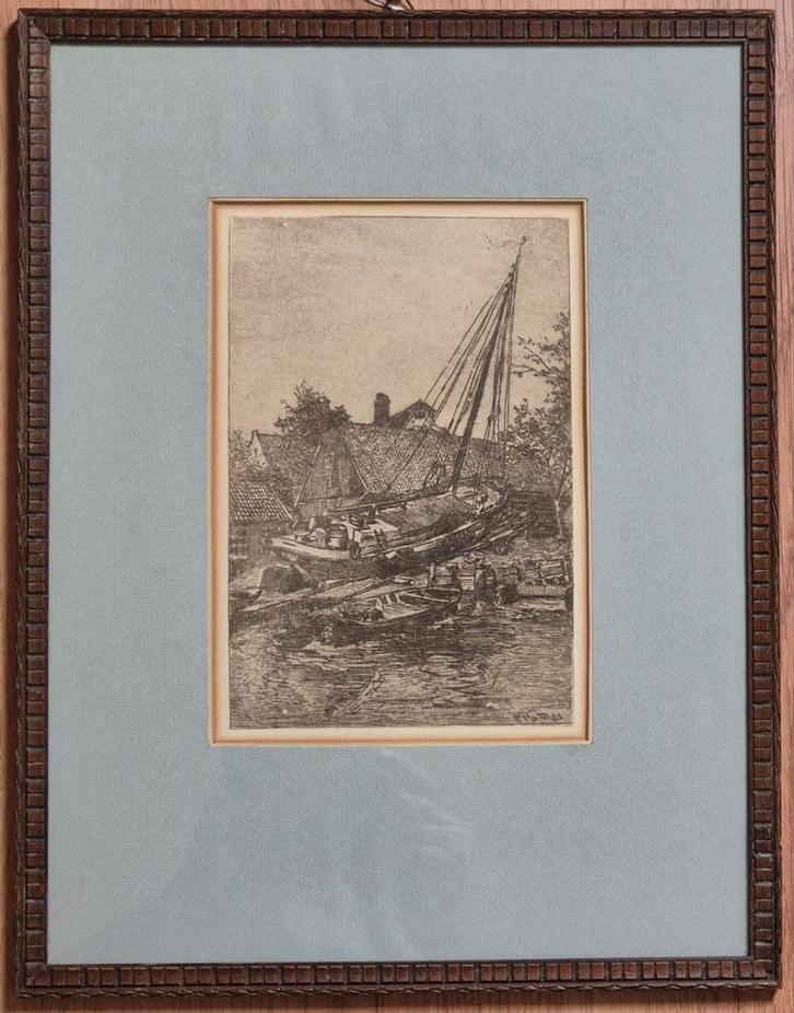 Ets Werf Monnickendam, Antiek en Kunst, Kunst | Etsen en Gravures, Ophalen of Verzenden