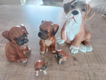 BEELDJES BOXERS 5 STUKS + GLAZEN WANDKLOK beschikbaar voor biedingen