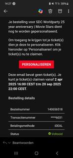SDC Worldparty 25 years, Tickets en Kaartjes, Twee personen, Overige soorten, Overige typen