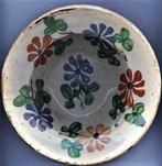 Mooi antiek Hongaars wandbord met bruine en blauwe bloemen 7, Ophalen