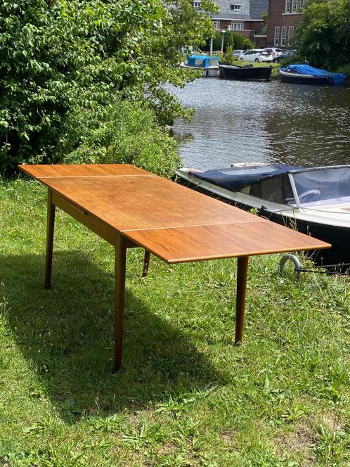 Vintage Mid-Century teak uitschuifbare eettafel, Huis en Inrichting, Tafels | Eettafels, Gebruikt, 50 tot 100 cm, 150 tot 200 cm