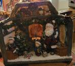 Vintage Kerstman bij open haard met verlichting  30 hoog, Diversen, Kerst, Ophalen of Verzenden, Zo goed als nieuw