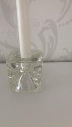 Vintage - Bohemia glas design kandelaar 7 cm x 7 cm - kubus, Huis en Inrichting, Woonaccessoires | Kandelaars en Kaarsen, Ophalen of Verzenden