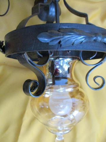 Hanglamp  Vintage glas getint met druiven.  jaren 70