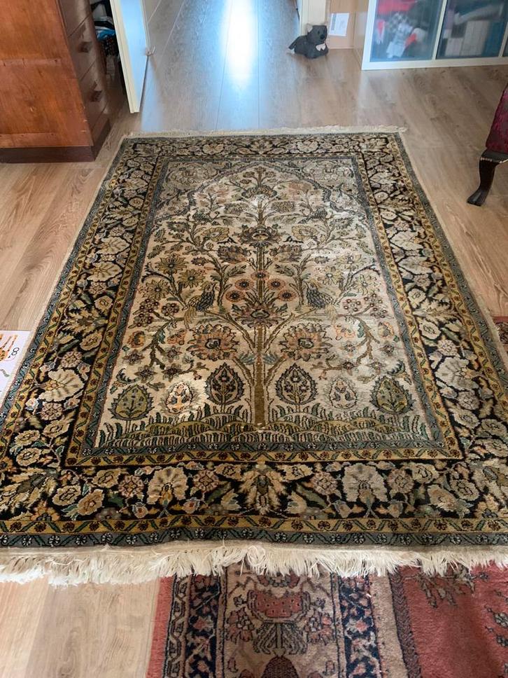 Handgeknoopt tapijt Kasjmier zijde, Huis en Inrichting, Stoffering | Tapijten en Kleden, Gebruikt, 100 tot 150 cm, 150 tot 200 cm