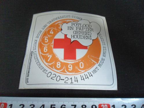 sticker ptt telecom het rode kruis luisterspel potlood en pa, Verzamelen, Stickers, Zo goed als nieuw, Bedrijf of Vereniging, Ophalen
