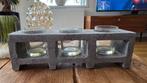 Betonnen waxinelichthouders voor 3 kaarsjes - 18x8x8cm, Ophalen, Overige materialen, Zo goed als nieuw, Grijs