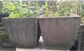 Grote grijze zware bloempotten plantenbakken 30cm beschikbaar voor biedingen