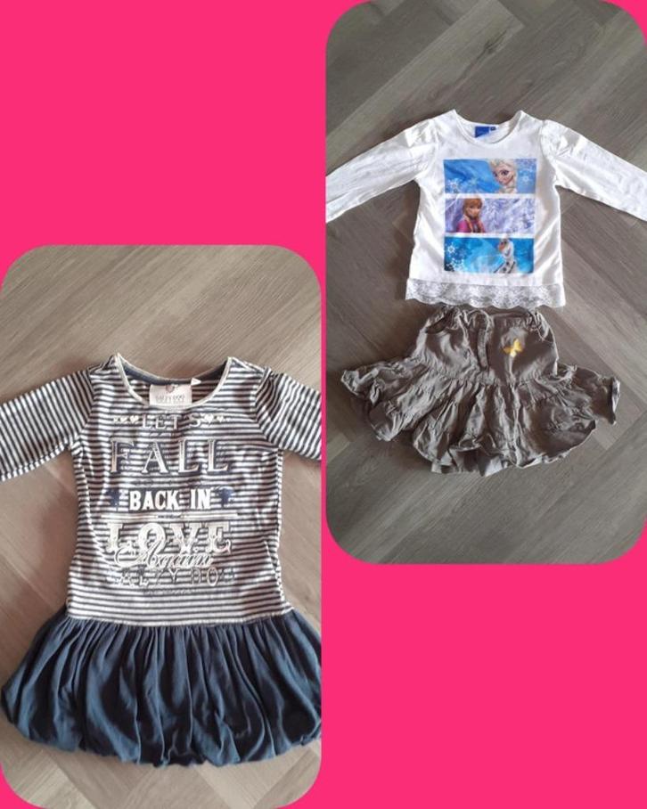 Set Lente Kleding Jurk, T-Shirt en Rok 3x, Maat 104, Kinderen en Baby's, Kinderkleding | Maat 104, Gebruikt, Meisje, Setje, Ophalen of Verzenden