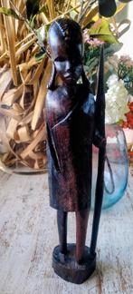 Houtsnijwerk ebbenhout Afrikaanse krijger, Ophalen of Verzenden