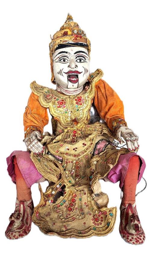 Antiek Burmese string marionet 70 cm, Antiek en Kunst, Curiosa en Brocante, Ophalen of Verzenden