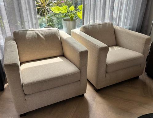 Fauteuils Bijenkorf 2x, Huis en Inrichting, Fauteuils, Gebruikt, Stof, 50 tot 75 cm, 75 tot 100 cm, Ophalen