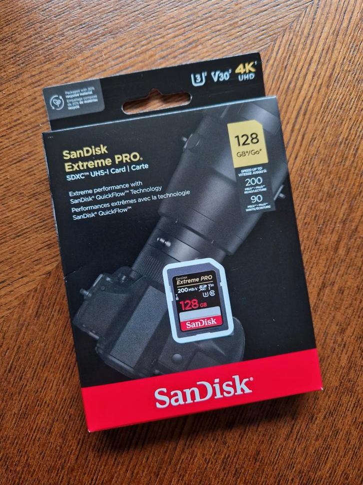 Geheugenkaart Sandisk Extreme PRO - 128GB NIEUW, Audio, Tv en Foto, Fotografie | Geheugenkaarten, Nieuw, SDXC, 128 GB, Fotocamera
