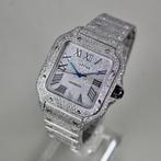 Cartier Santos Large - Iced Out - WSSA0009, Sieraden, Tassen en Uiterlijk, Horloges | Heren, Overige merken, Staal, Cartier, Staal