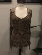 Pomodoro Italië handwerk Klassiek viscose top vest, Maat 38/40 (M), Overige typen, Beige, Nieuw