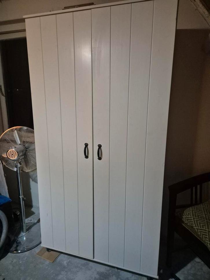 Witte houten kledingkast , Huis en Inrichting, Kasten | Kledingkasten, Gebruikt, 150 tot 200 cm, 50 tot 100 cm, 50 tot 75 cm, Ophalen