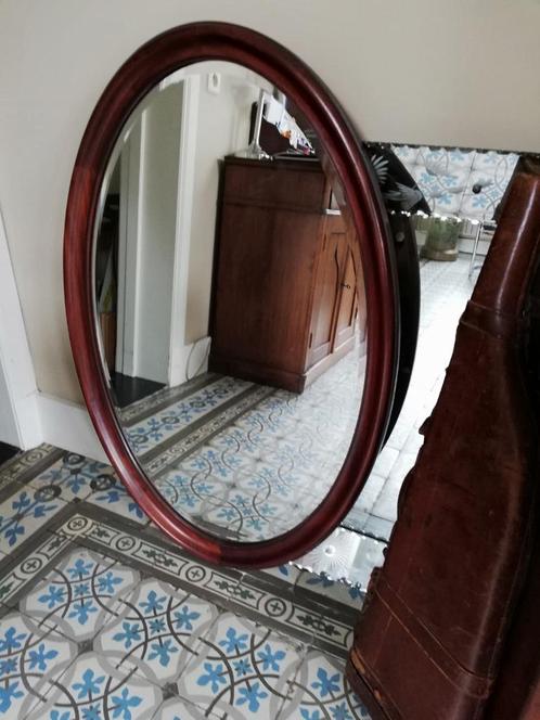Grote antieke ovale geslepen spiegel 91 x 61 cm, Antiek en Kunst, Antiek | Spiegels, 50 tot 100 cm, Minder dan 100 cm, Ovaal, Ophalen