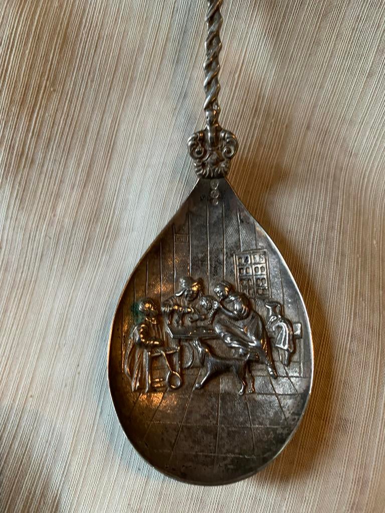 Zilveren gedenklepel met molen, Antiek en Kunst, Ophalen of Verzenden