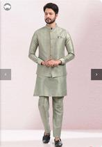 Pista Green Art Silk Kurta Pajama With Jacket, Ophalen of Verzenden, Nieuw