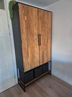 Kast teakhout whitewash met metalen frame, Huis en Inrichting, Complete inboedels, Ophalen of Verzenden