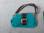 Tas suede en leer turquoise bruin, Ophalen of Verzenden, Gebruikt, Bruin