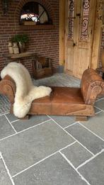 Antieke vintage leren canape bank, Ophalen, Gebruikt