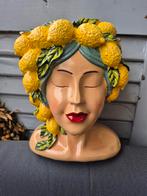Lemon lady, bloempot, vaas, aparte buste citroen vaas, Kunststof, Overige kleuren, Ophalen of Verzenden, Zo goed als nieuw