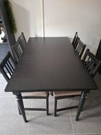 Uitschuifbare IKEA tafel + 6 stoelen, Huis en Inrichting, Tafels | Eettafels, Ophalen, Gebruikt, 50 tot 100 cm, Vijf personen of meer