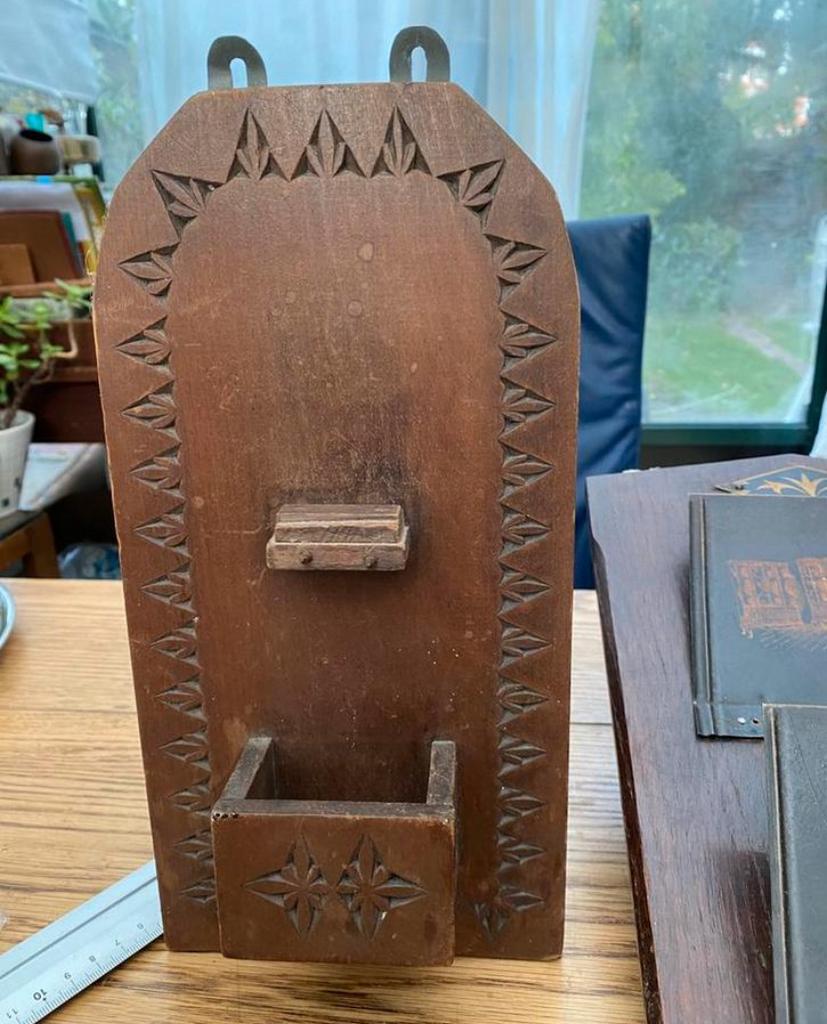Eiken Luciferhouder , Handgestoken 15x 30 cm, Ophalen of Verzenden
