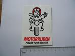 sticker oud Motorfiets strip smile motorrijden plezier retro, Verzenden, Zo goed als nieuw, Bedrijf of Vereniging