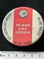 Grote button 50 jaar Ajax stadion De Meer uit 1984, Zo goed als nieuw, Ajax, Verzenden