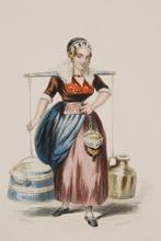 Melkmeisje uit de omgeving van Amsterdam - Gravure 1850-1863, Antiek en Kunst, Verzenden