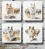 IJslandse Hond Aquarel onderzetters met houder, Ophalen of Verzenden, Nieuw, Glas of Kopje