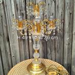 Vintage messing tafel lamp met 'kristallen', Antiek en Kunst, Ophalen of Verzenden