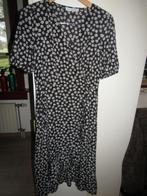 F1379 By Clara mt S-M nieuw  jurk zwart wit bloemen midi, Maat 38/40 (M), Verzenden, Zwart, Nieuw