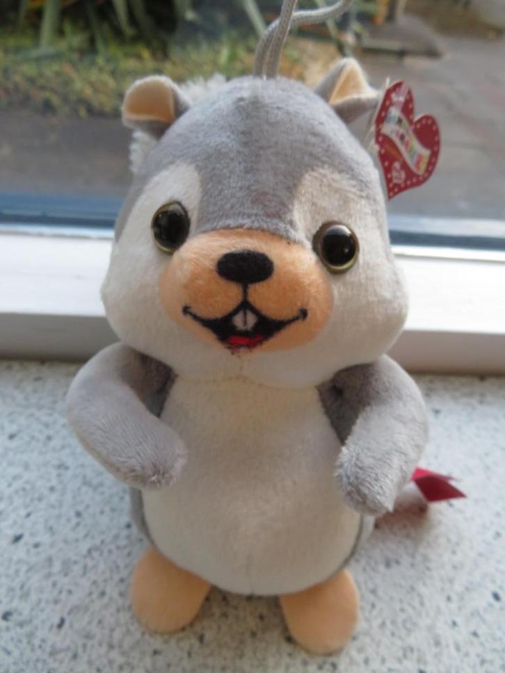 Grijs wit velours eekhoorntje merk Gamble Pleasure ca 16 cm, Kinderen en Baby's, Speelgoed | Knuffels en Pluche, Nieuw, Overige typen