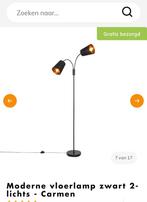 Qazqa moderne vloerlamp zwart 2 lampen, Huis en Inrichting, Lampen | Vloerlampen, Kunststof, Modern, elegant, Nieuw, Ophalen of Verzenden