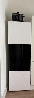 Vitrinekast/ servies kast zwart/ wit Meubella, Ophalen, Gebruikt, 50 tot 100 cm, 150 tot 200 cm