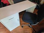 Wit bureau + bureaustoel inklapbaar 100cmx40cm, Ophalen, Zo goed als nieuw