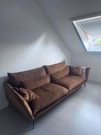 Bruine Suède Bank - Loods 5, Huis en Inrichting, Banken | Bankstellen, Ophalen, Gebruikt, Driepersoons, 75 tot 100 cm